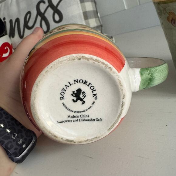 SET of 2 Patterned Heavier Weight Coffee Cups Mugs Tea Floral Polka Dot - Picture 7 of 14